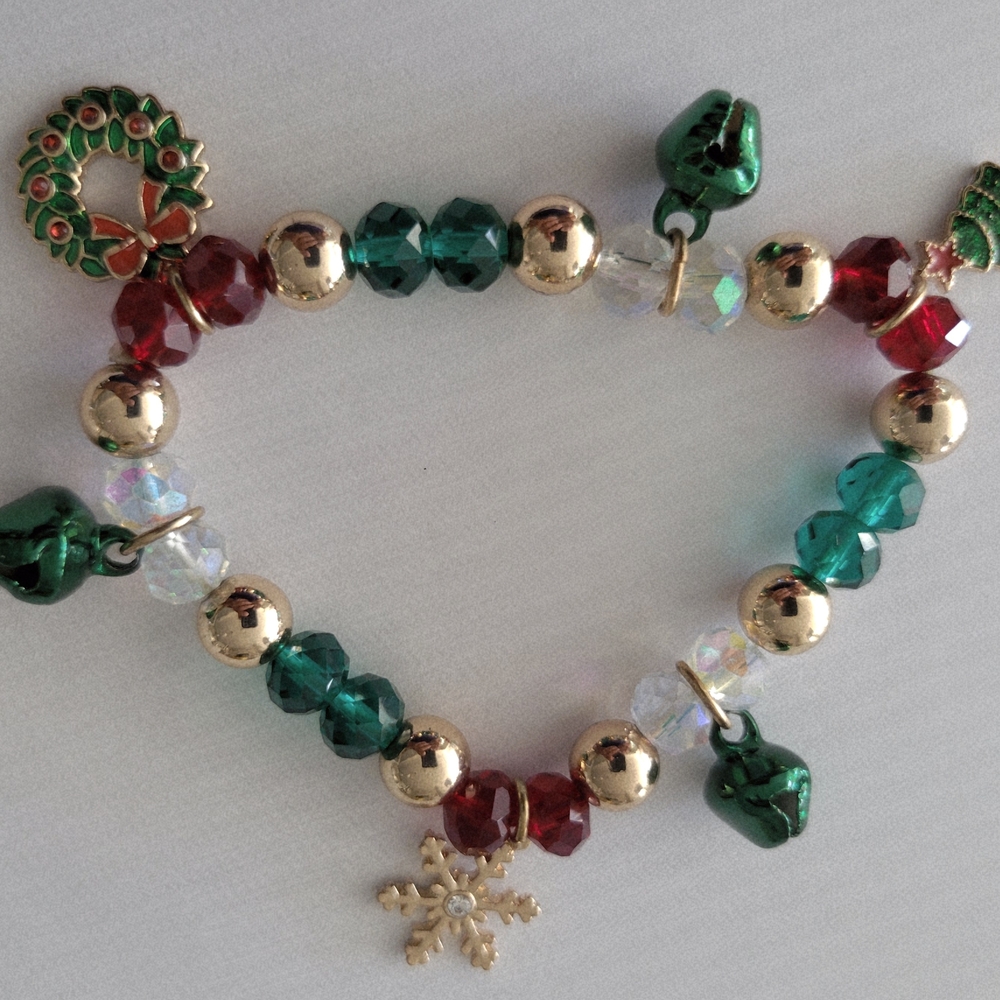 Gold and Green Holiday Bracelet
